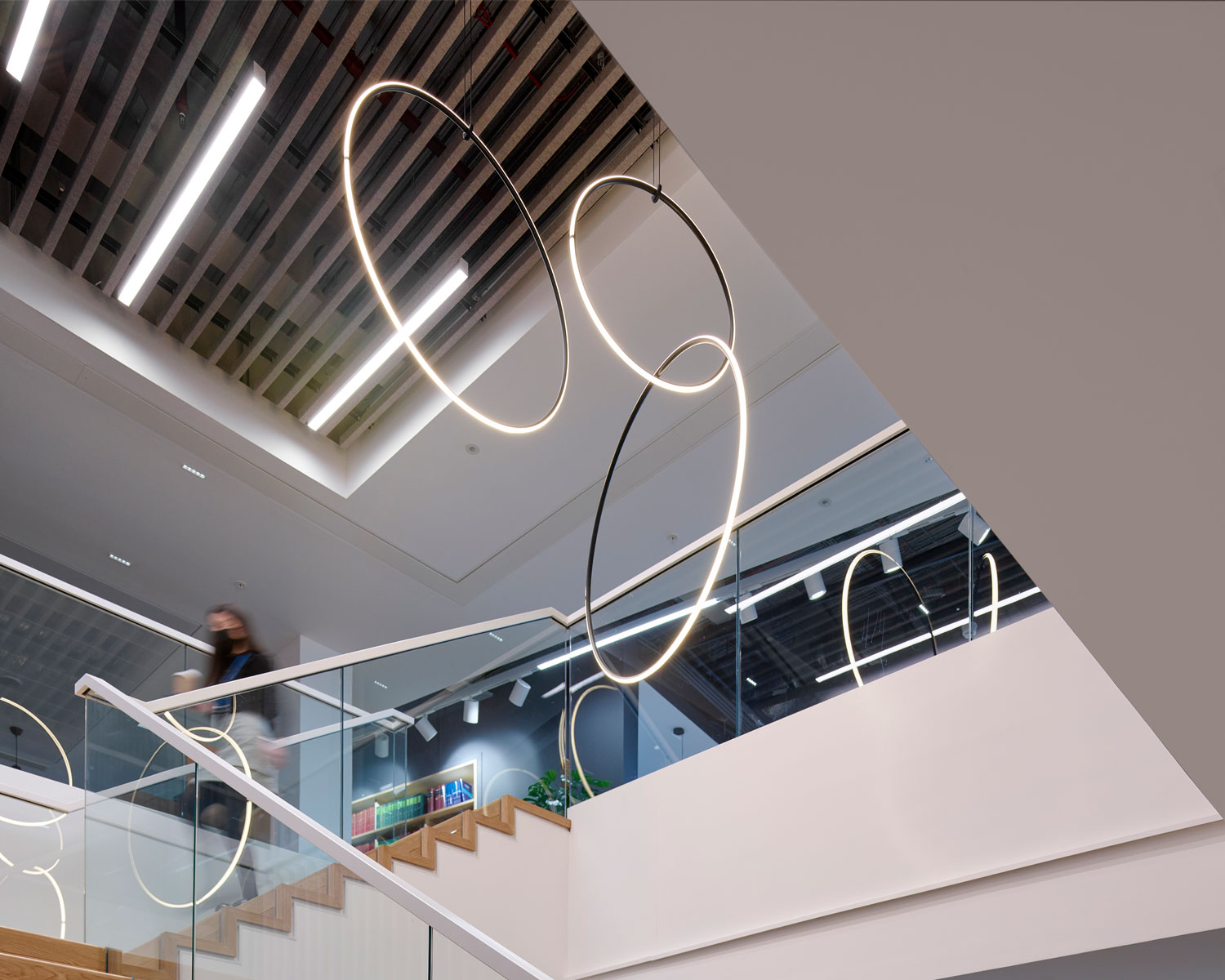 P2572 Edinburgh Architectural Office Lighting Foyer Stairway Vertical Ring Lights