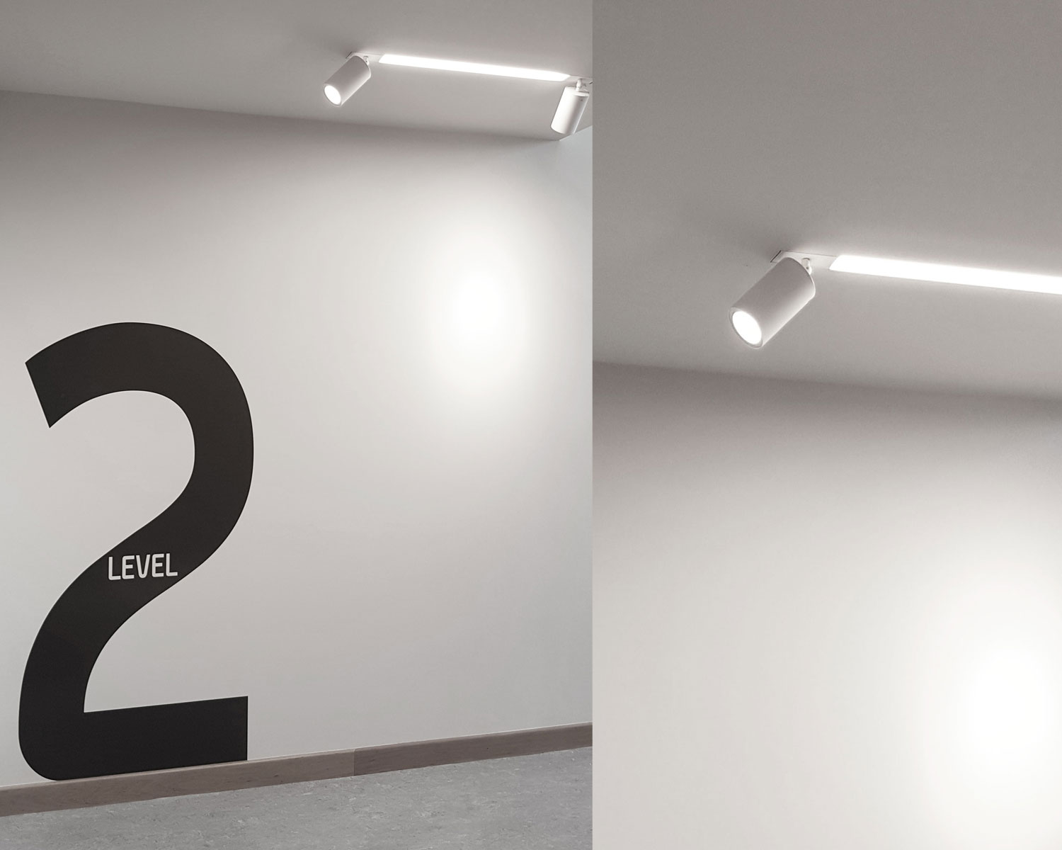 P2041 Modern Linear Light With Track Spotlight White Church Lighting UK